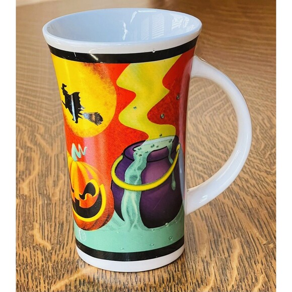 Halloween Mug Tall Coffee Tea Latte Ceramic Cup Pumpkins Witch Spiders - Picture 3 of 9
